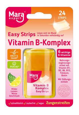 Sie sehen eine Packung Mara expert Vitamin B-Komplex Easy Strips, Produktbild: 01 Mara expert Vitamin B-Komplex Easy Strips, A-Nr.: 6027106 - 01