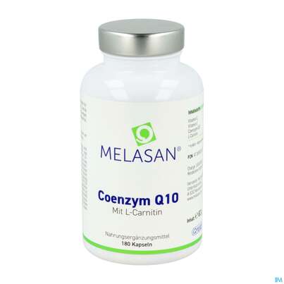 Sie sehen eine Packung Q-10 Coenzym Kapseln Melasan 180st, Produktbild: 01 Q-10 Coenzym Kapseln Melasan 180st, A-Nr.: 2690026 - 01