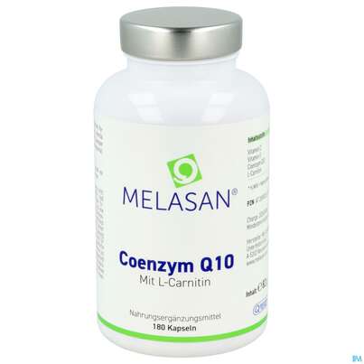 Sie sehen eine Packung Q-10 Coenzym Kapseln Melasan 180st, Produktbild: 02 Q-10 Coenzym Kapseln Melasan 180st, A-Nr.: 2690026 - 02