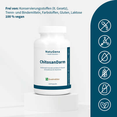 Sie sehen eine Packung NatuGena ChitosanDarm Kapseln, Produktbild: 03 NatuGena ChitosanDarm Kapseln, A-Nr.: 5699128 - 03