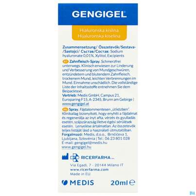 Sie sehen eine Packung Mundspray Gengigel 20ml, Produktbild: 05 Mundspray Gengigel 20ml, A-Nr.: 4521517 - 05