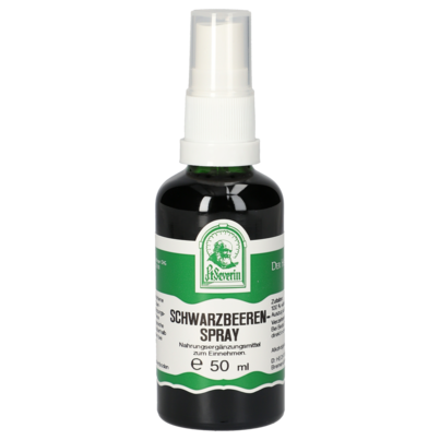 Sie sehen eine Packung SCHWARZBEEREN SPRAY 50 ML, Produktbild: 01 SCHWARZBEEREN SPRAY 50 ML, A-Nr.: 4444886 - 01