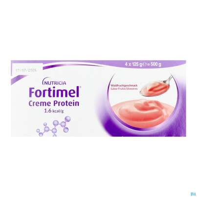 Sie sehen eine Packung Fortimel/creme Protein 125g Waldfrucht Becher 4st, Produktbild: 08 Fortimel/creme Protein 125g Waldfrucht Becher 4st, A-Nr.: 5894700 - 08