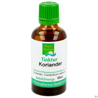 Sie sehen eine Packung Koriander Tinktur Phytopharma 50ml, Produktbild: 02 Koriander Tinktur Phytopharma 50ml, A-Nr.: 3742481 - 02