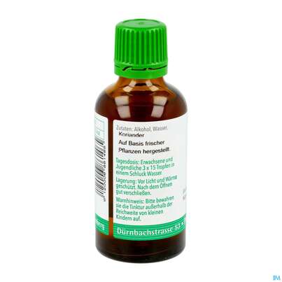 Sie sehen eine Packung Koriander Tinktur Phytopharma 50ml, Produktbild: 05 Koriander Tinktur Phytopharma 50ml, A-Nr.: 3742481 - 05