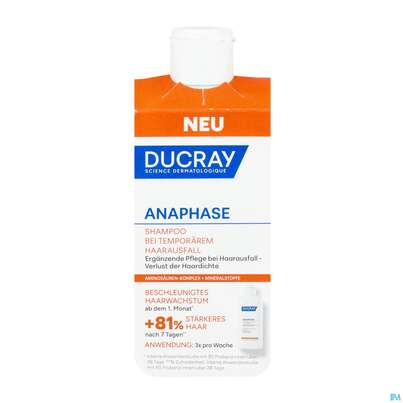 Sie sehen eine Packung Shampoon Ducray Anaphase Haarausfall Temporaer 200ml, Produktbild: 01 Shampoon Ducray Anaphase Haarausfall Temporaer 200ml, A-Nr.: 5961419 - 01