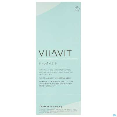 Sie sehen eine Packung Vilavit Sachet Female Bei Kinderwunsch Foerd- Erung Eizellqualitaet 1pk, Produktbild: 01 Vilavit Sachet Female Bei Kinderwunsch Foerd- Erung Eizellqualitaet 1pk, A-Nr.: 5916519 - 01
