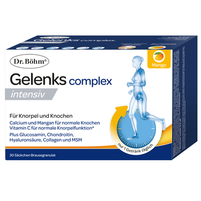 Sie sehen eine Packung Dr. Böhm Gelenks complex intensiv Mango, Produktbild: 01 Dr. Böhm Gelenks complex intensiv Mango, A-Nr.: 5298010 - 01