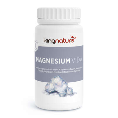 Sie sehen eine Packung KINGNATURE Magnesium Vida Kaps 187 mg Ds 60 Stk, Produktbild: 01 KINGNATURE Magnesium Vida Kaps 187 mg Ds 60 Stk, A-Nr.: 4805924 - 01