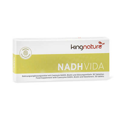 Sie sehen eine Packung KINGNATURE NADH Vida Tabl 20 mg 30 Stk, Produktbild: 01 KINGNATURE NADH Vida Tabl 20 mg 30 Stk, A-Nr.: 4765840 - 01