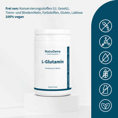 Sie sehen eine Packung NatuGena L-Glutamin Pulver, Produktbild: 03 NatuGena L-Glutamin Pulver, A-Nr.: 5404305 - 03