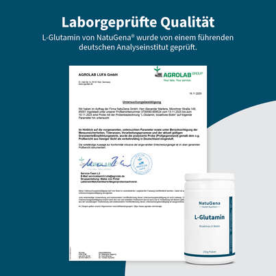 Sie sehen eine Packung NatuGena L-Glutamin Pulver, Produktbild: 08 NatuGena L-Glutamin Pulver, A-Nr.: 5404305 - 08