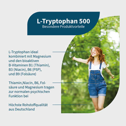 Sie sehen eine Packung NatuGena L-Tryptophan 500 Kapseln, Produktbild: 02 NatuGena L-Tryptophan 500 Kapseln, A-Nr.: 5926860 - 02