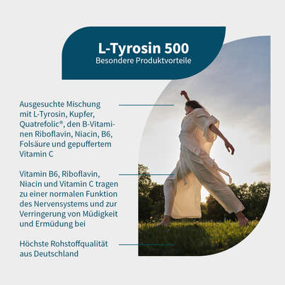 Sie sehen eine Packung NatuGena L-Tyrosin 500 Kapseln, Produktbild: 02 NatuGena L-Tyrosin 500 Kapseln, A-Nr.: 5926802 - 02