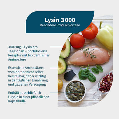 Sie sehen eine Packung NatuGena Lysin 3000 Kapseln, Produktbild: 02 NatuGena Lysin 3000 Kapseln, A-Nr.: 5404363 - 02
