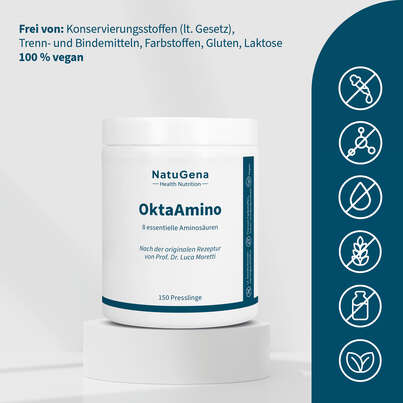 Sie sehen eine Packung NatuGena OktaAmino Presslinge, Produktbild: 03 NatuGena OktaAmino Presslinge, A-Nr.: 5178317 - 03