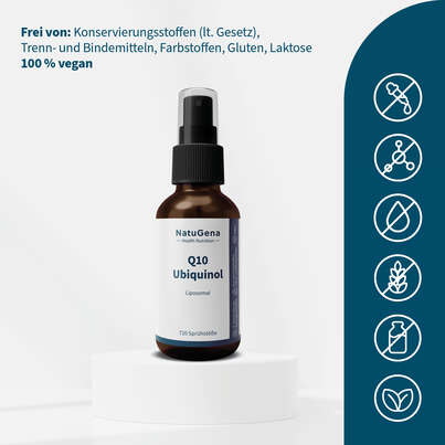 Sie sehen eine Packung NatuGena Q10 Ubiquinol 100 ml Spray, Produktbild: 03 NatuGena Q10 Ubiquinol 100 ml Spray, A-Nr.: 5815178 - 03