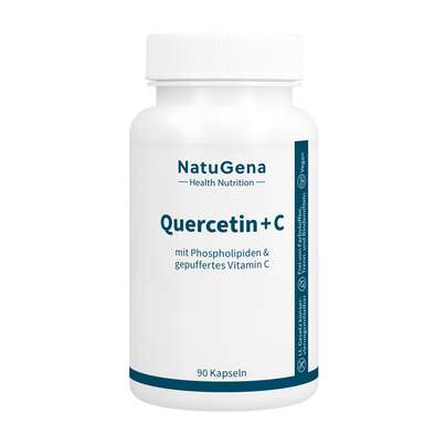 Sie sehen eine Packung NatuGena Quercetin + C Kapseln, Produktbild: 01 NatuGena Quercetin + C Kapseln, A-Nr.: 5814782 - 01