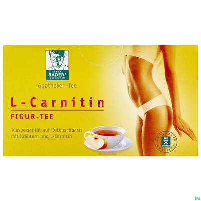 Sie sehen eine Packung l-carnitin Baders Aktiv Tee Beutel 20st, Produktbild: 01 l-carnitin Baders Aktiv Tee Beutel 20st, A-Nr.: 3080689 - 01