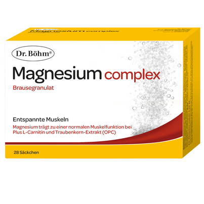 Sie sehen eine Packung Dr. Böhm Magnesium complex Brausegranulat, Produktbild: 01 Dr. Böhm Magnesium complex Brausegranulat, A-Nr.: 4846099 - 01