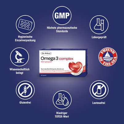 Sie sehen eine Packung Dr. Böhm Omega 3 complex, Produktbild: 04 Dr. Böhm Omega 3 complex, A-Nr.: 4162047 - 04