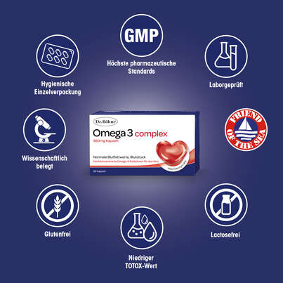 Sie sehen eine Packung Dr. Böhm Omega 3 complex, Produktbild: 04 Dr. Böhm Omega 3 complex, A-Nr.: 4733573 - 04