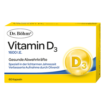 Sie sehen eine Packung Dr. Böhm Vitamin D3, Produktbild: 01 Dr. Böhm Vitamin D3, A-Nr.: 4902001 - 01