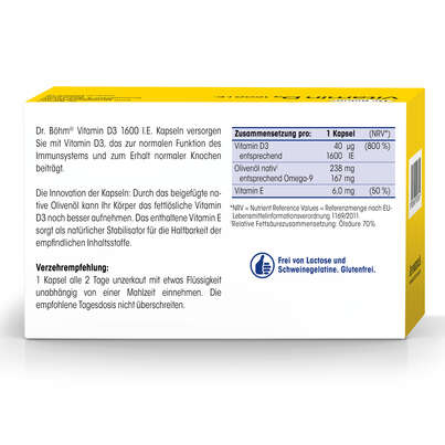 Sie sehen eine Packung Dr. Böhm Vitamin D3, Produktbild: 06 Dr. Böhm Vitamin D3, A-Nr.: 4902001 - 06