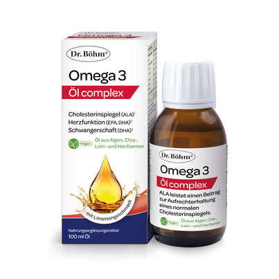 Sie sehen eine Packung Dr. Böhm® Omega 3 Öl complex, Produktbild: 01 Dr. Böhm® Omega 3 Öl complex, A-Nr.: 5971777 - 01