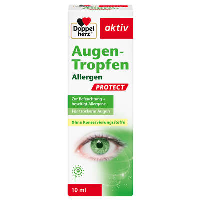 Sie sehen eine Packung Doppelherz Augen-Tropfen Allergen PROTECT, Produktbild: 01 Doppelherz Augen-Tropfen Allergen PROTECT, A-Nr.: 5848427 - 01