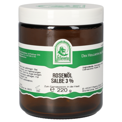 Sie sehen eine Packung ROSENÖL SALBE 220 G, Produktbild: 01 ROSENÖL SALBE 220 G, A-Nr.: 5340290 - 01