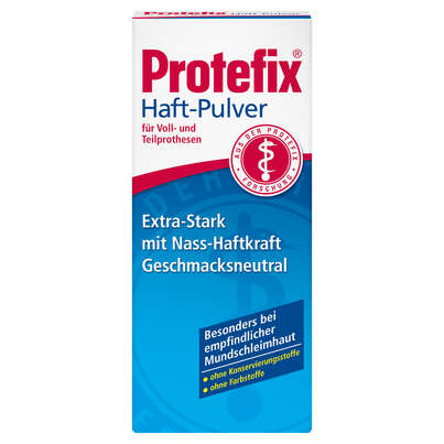 Sie sehen eine Packung Protefix Haft-Pulver, Produktbild: 01 Protefix Haft-Pulver, A-Nr.: 1060441 - 01