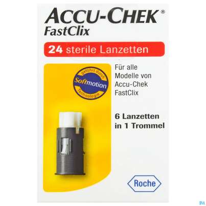 Sie sehen eine Packung Diagnostika U.zubehoer Accu-chek Fastclix Lanzetten 4x6 C2 53 24st, Produktbild: 02 Diagnostika U.zubehoer Accu-chek Fastclix Lanzetten 4x6 C2 53 24st, A-Nr.: 5161564 - 02