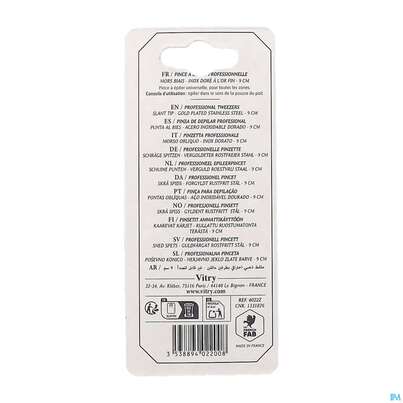 Sie sehen eine Packung Pinzetten Vitry/professionelle Vergoldet Rostfrei 9cm 4022 1st, Produktbild: 03 Pinzetten Vitry/professionelle Vergoldet Rostfrei 9cm 4022 1st, A-Nr.: 4627983 - 03
