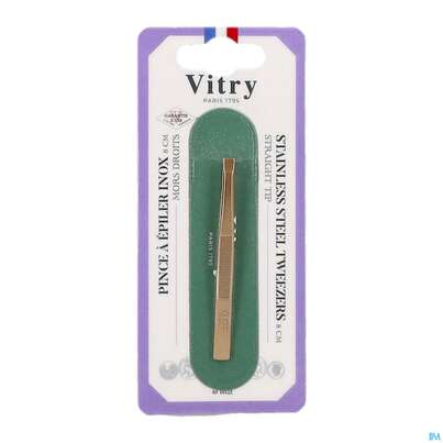 Sie sehen eine Packung Vitry Zupfpinzette „prestige“ Rostfreier Edelstahl Gerade 1pc, Produktbild: 01 Vitry Zupfpinzette „prestige“ Rostfreier Edelstahl Gerade 1pc, A-Nr.: 4633707 - 01