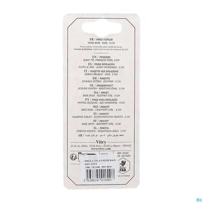 Sie sehen eine Packung Vitry Zupfpinzette „prestige“ Rostfreier Edelstahl Schräg 1pc, Produktbild: 06 Vitry Zupfpinzette „prestige“ Rostfreier Edelstahl Schräg 1pc, A-Nr.: 4633736 - 06