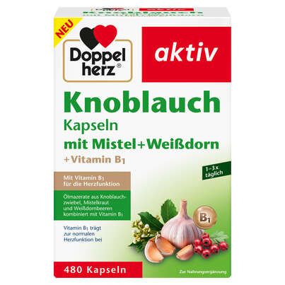 Knoblauch Kapseln mit Mistel + Weißdorn + Vitamin B1, A-Nr.: 5987353 - 01