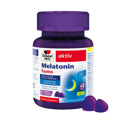 Sie sehen eine Packung Doppelherz Melatonin Gums, Produktbild: 01 Doppelherz Melatonin Gums, A-Nr.: 5706288 - 01