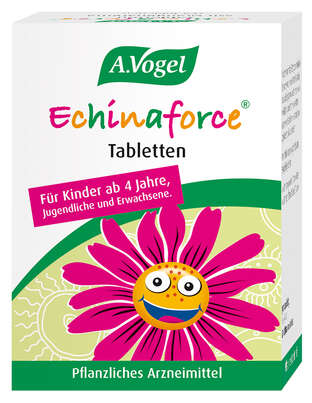 Sie sehen eine Packung A.Vogel Echinaforce® Tabletten (Junior-Formulierung), Produktbild: 01 A.Vogel Echinaforce® Tabletten (Junior-Formulierung), A-Nr.: 4476627 - 01