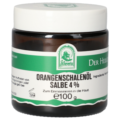 Sie sehen eine Packung ORANGENSCHALENÖL SALBE 4% 100 G, Produktbild: 01 ORANGENSCHALENÖL SALBE 4% 100 G, A-Nr.: 5802425 - 01