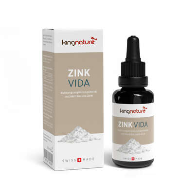 Sie sehen eine Packung KINGNATURE Zink Vida Tropfen Fl 28.8 ml, Produktbild: 01 KINGNATURE Zink Vida Tropfen Fl 28.8 ml, A-Nr.: 5839121 - 01