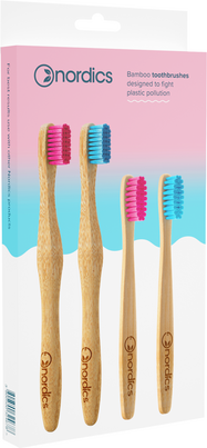 Nordics Öko Zahnbürsten Bambus Family Pack 2x Erwachsene 2x Kids, A-Nr.: 5666867 - 01