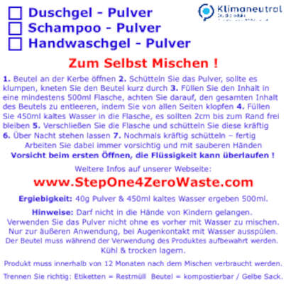 Duschgel Pulver Grüner Apfel StepOne, A-Nr.: 5447094 - 02