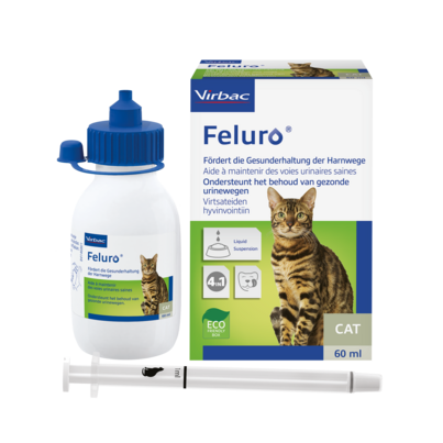 Sie sehen eine Packung Feluro - Diätergänzungsfuttermittel für Katzen, Produktbild: 01 Feluro - Diätergänzungsfuttermittel für Katzen, A-Nr.: 5422094 - 01