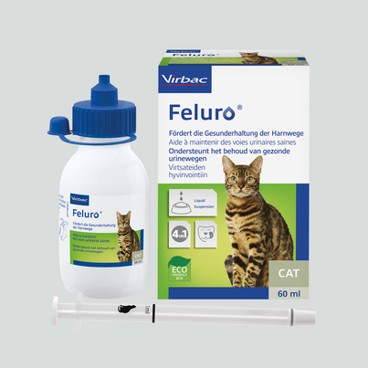 Sie sehen eine Packung Feluro - Diätergänzungsfuttermittel für Katzen, Produktbild: 02 Feluro - Diätergänzungsfuttermittel für Katzen, A-Nr.: 5422094 - 02