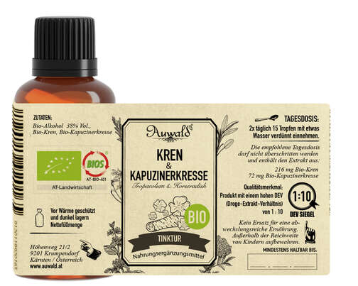 Auwald® - Kren &amp; Kapuzinerkresse - BIO Tropfen (Auszug, Extrakt, Essenz), A-Nr.: 5679947 - 04