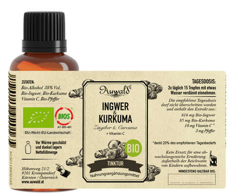 Auwald® - Ingwer &amp; Kurkuma - BIO Tropfen (Auszug, Extrakt, Essenz), A-Nr.: 5679930 - 04