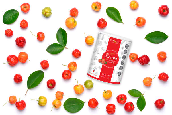 BIO Acerola Vitamin C Fruchtpulver, mit 17% natürlichem Vitamin C, 500g, A-Nr.: 5229032 - 02