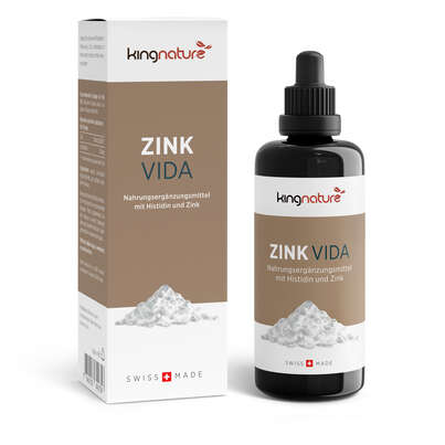 Sie sehen eine Packung KINGNATURE Zink Vida Tropfen Fl 98 ml, Produktbild: 01 KINGNATURE Zink Vida Tropfen Fl 98 ml, A-Nr.: 5867376 - 01