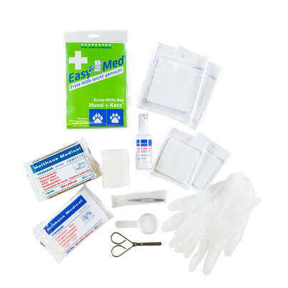 Sie sehen eine Packung EasyMed Erste Hilfe Set Hund + Katz, Produktbild: 01 EasyMed Erste Hilfe Set Hund + Katz, A-Nr.: 5882039 - 01